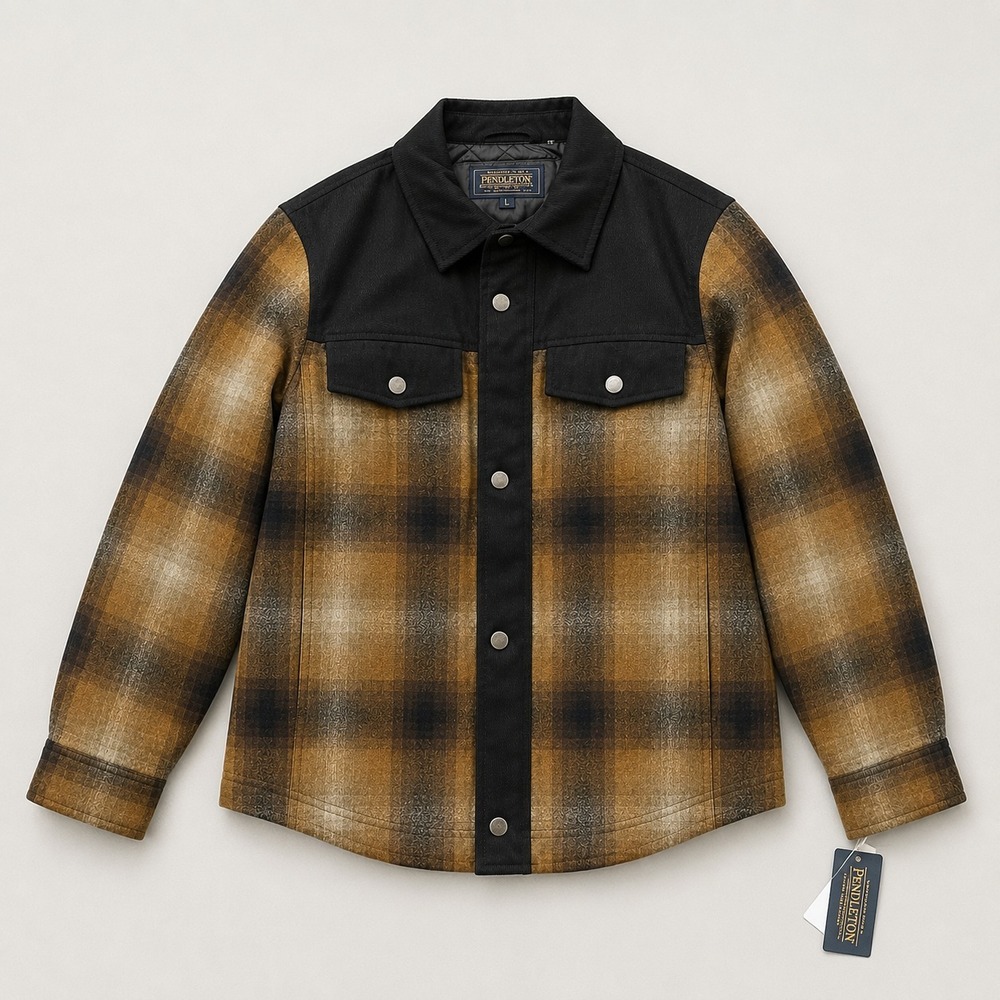 Pendleton Mount Hood Flannel Shirt Jacket Mens Medium Wool Quilted Western Barn